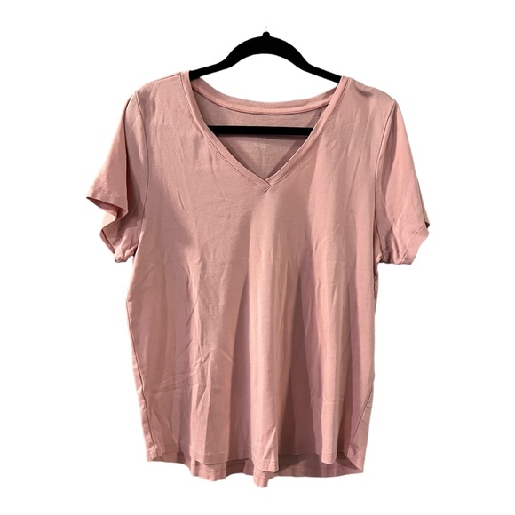 J. Jill Tops J Jill Perfect Pima Short Sleeve V Neck Tee Pink Basic